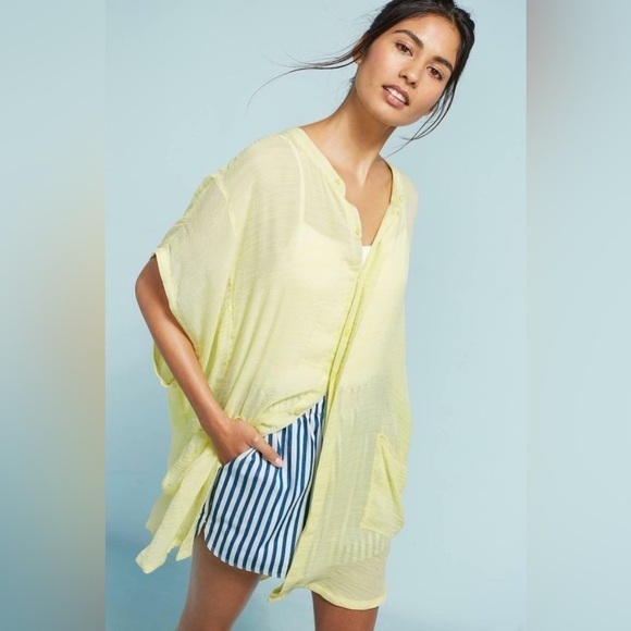 Anthropologie Saturday Sunday Size Small Kendra Neon Yellow Oversized Tunic - Picture 2 of 13